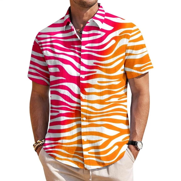 adaychics Mens Leopard Shirt Short Sleeve Beach Button Up Shirts Fashion Casual Clothing for Everyday Wear