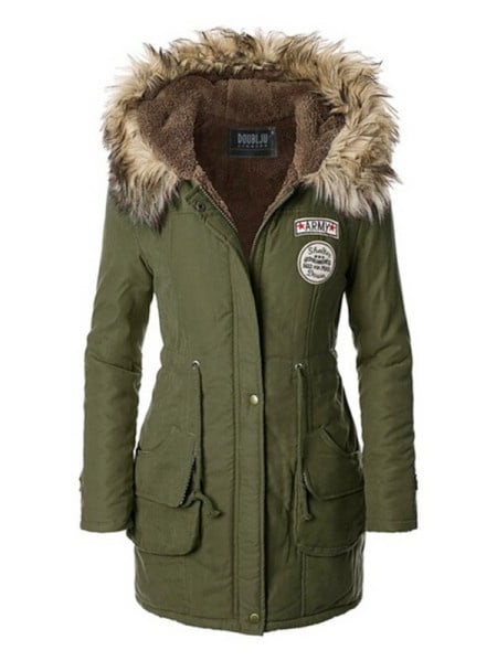 Womens Ladies Warm Long Coat Fur Collar Hooded Jacket Slim Winter Parka Outwear 