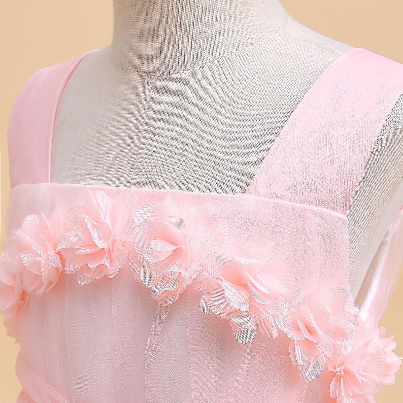 Wedding Guest Dresses for Girls 225 Size 6-17 Juniors Teens Elegant Sleeveless Floral A-Line Solid Tulle-Tutu Flower Girls Prom Dress