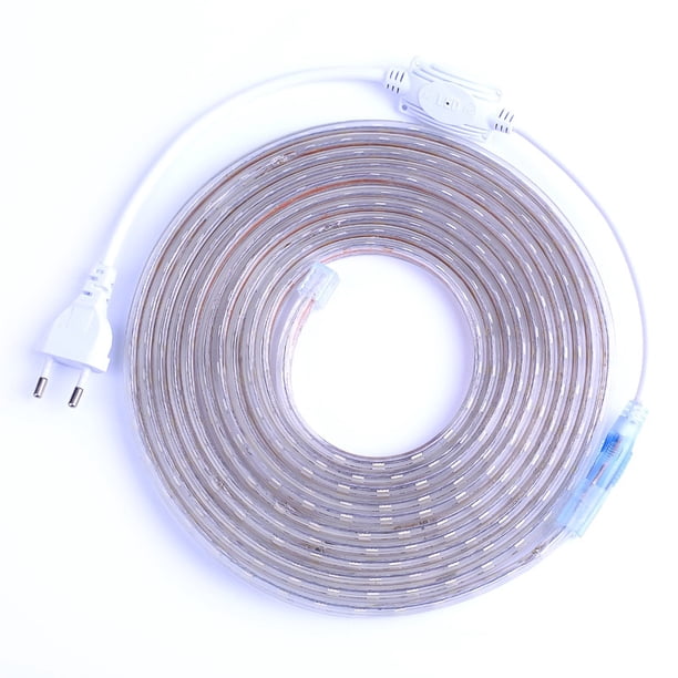 Tira de luces LED SMD 5050 AC220V, 60 ledes/m, resistente al agua, con enchufe de alimentación de 1M/2M/3M/5M/6M/8M/9M/10M/15M/20M Tan Jianjun unisex