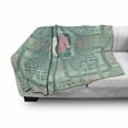 thumbnail image 3 of Japanese Soft Flannel Fleece Throw Blanket, Dolphin Couple on Geometrical Featured Round and Squared Backdrop Print, Cozy Plush for Indoor and Outdoor Use, 50" x 60", Green Pink, by Ambesonne, 3 of 6