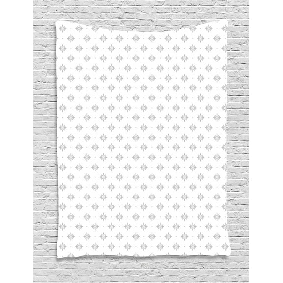 Damask Tapestry, Geometric Simple Little Star and Baroque Repetition Print, Wall Hanging for Bedroom Living Room Dorm Decor, 60W X 80L Inches, Pale Purpleblue White, by Ambesonne