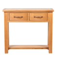 thumbnail image 3 of vidaXL Console Table with 2 Drawers 83x30x73 cm Solid Oak Wood, 3 of 5