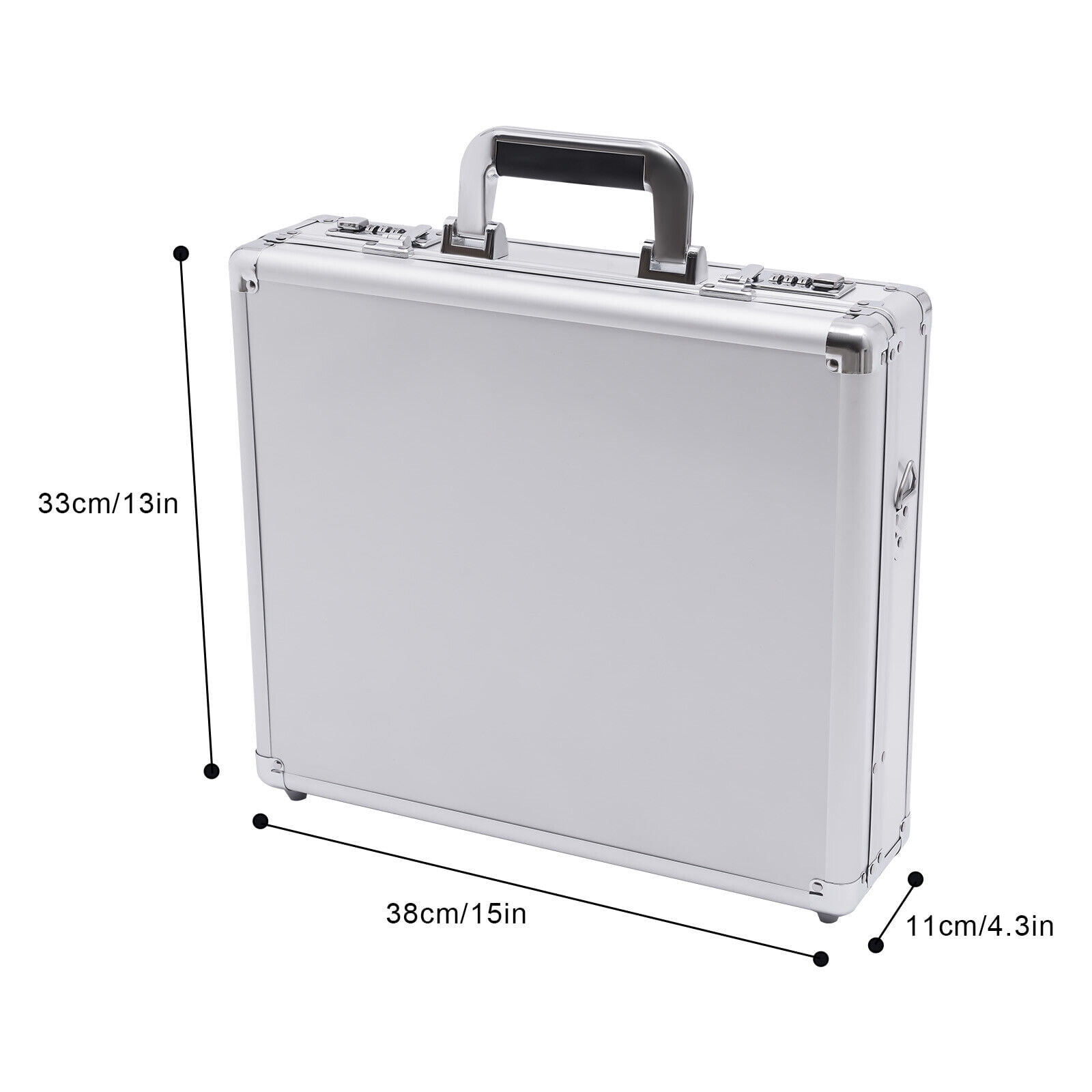 Silver Aluminum Flight Case Hard Men Locking Briefcase Safety Toolbox Office