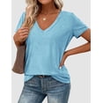 thumbnail image 4 of PRETTYGARDEN Women's V Neck T Shirts Summer Short Sleeve Spring Going Out Tops Casual Loose Fit Basic Tees Beach Clothes, 4 of 10