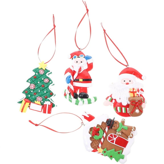 PAMINGONO 4Pcs Christmas Decor Ornaments Assorted Color Miniature Snowman 8.5X2.5X0.4In Polymer Clay