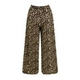 thumbnail image 5 of felwors Women's Leopard Print Elastic Waisted Wide Leg Long Pants Trousers Brown, M, 5 of 5