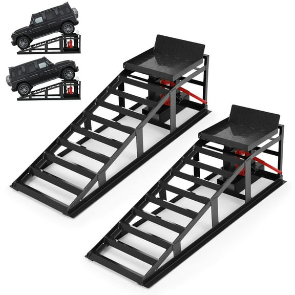 Heavy Duty Hydraulic Car Ramps,5T 12,000lbs Capacity Adjustable Height Steel Lift Ramps,Heavy Duty Service Ramps for Trucks,Trailers,SUVs,and Garage Auto Maintenance,(2 Pack)