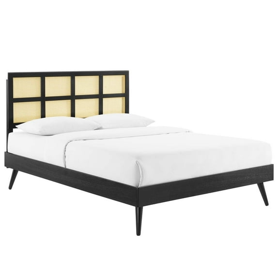 Sidney Cane and Wood King Platform Bed With Splayed Legs Black