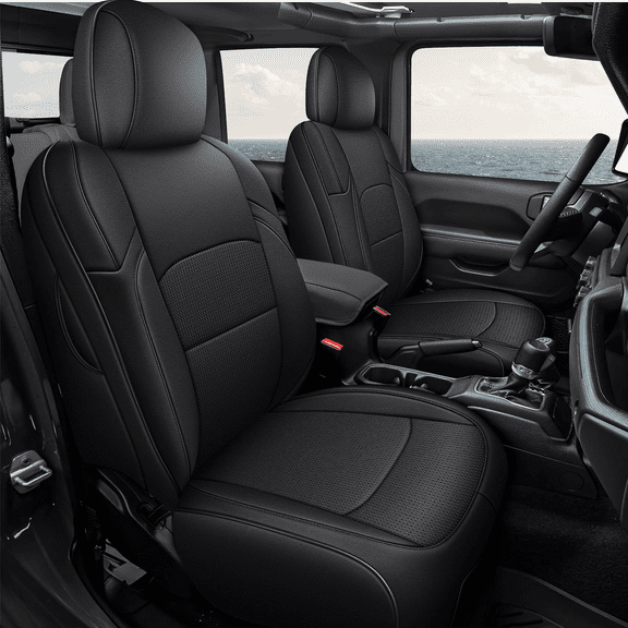 AOMSAZTO Custom Seat Covers for Jeep Gladiator 2020 2021 2022 2023 2024 Car Seat Covers for Gladiator Leather Seat Protectors Full Set Black