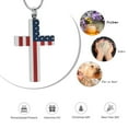 thumbnail image 3 of American Flag Cremation Urn Necklace Cross Memorial Keepsake Ashes Pendant Women / Men Patriotic Jewelry, 3 of 9