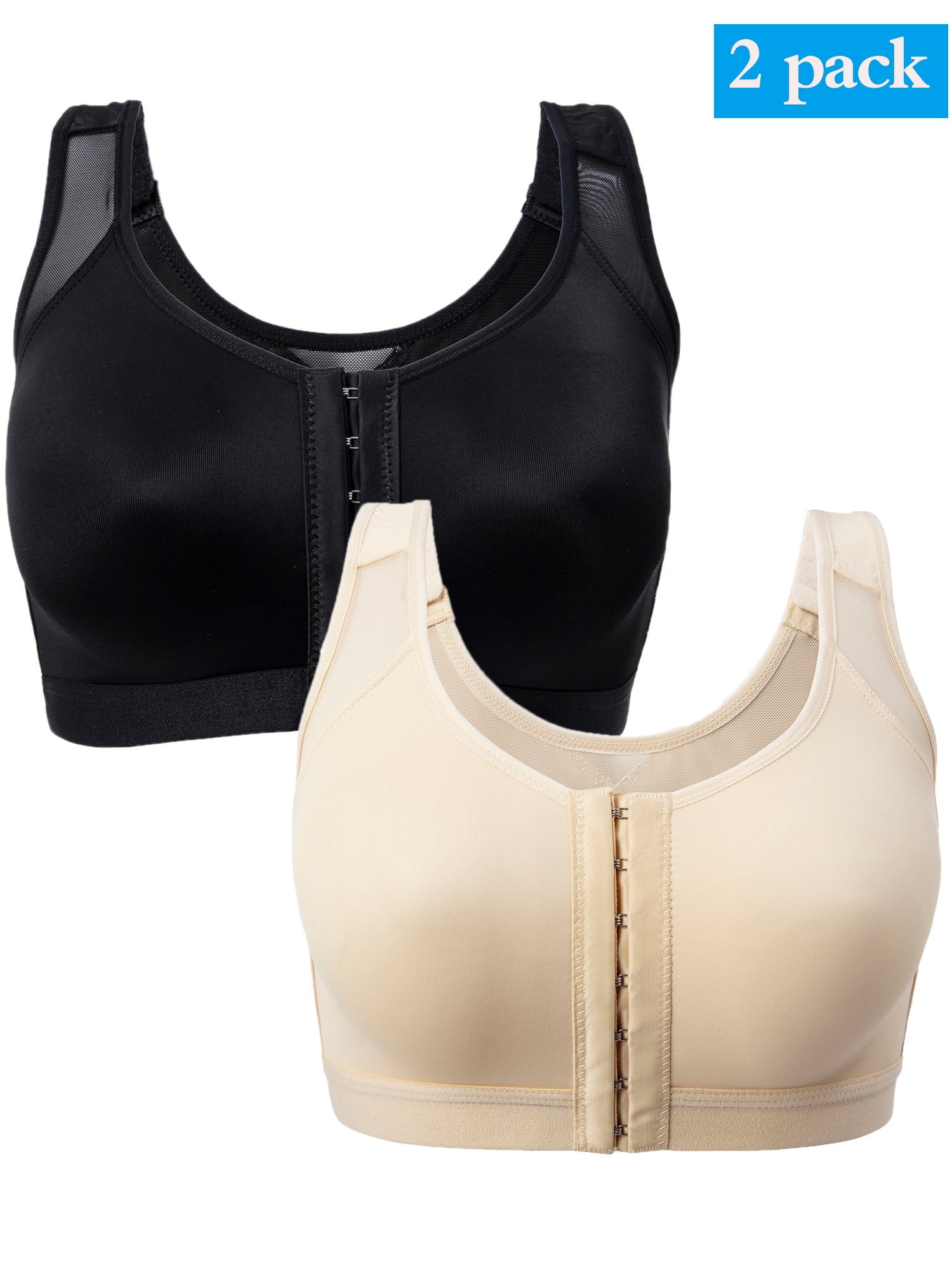 LELINTA Sports Bra for Women 2 Pack No Padded Compression Bra Support
