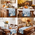 thumbnail image 4 of Blue White Pumpkins Fall Table Runner - 108 Inch Long Thanksgiving Eucalyptus Blue Plaid Cotton and Linen Blended Dress Scarves Farmhouse Table Runner for Kitchen Dining, Coffee Table, 13" x 108", 4 of 8