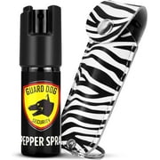 Pepper Spray for Self-defense with zebra leather pepper spray keychain case, 16 ft range, 0.5 oz, safety twist top by Guard Dog Security