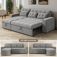 thumbnail image 5 of Noelse 87" Convertible Sofa Bed, Queen Size Sleeper with Pull Out Couch, 3 in 1 Sectional Sleeper Sofa with Side Pockets, Storage Armrest, Adjustable Backrest for Living Room, Grey, 5 of 10