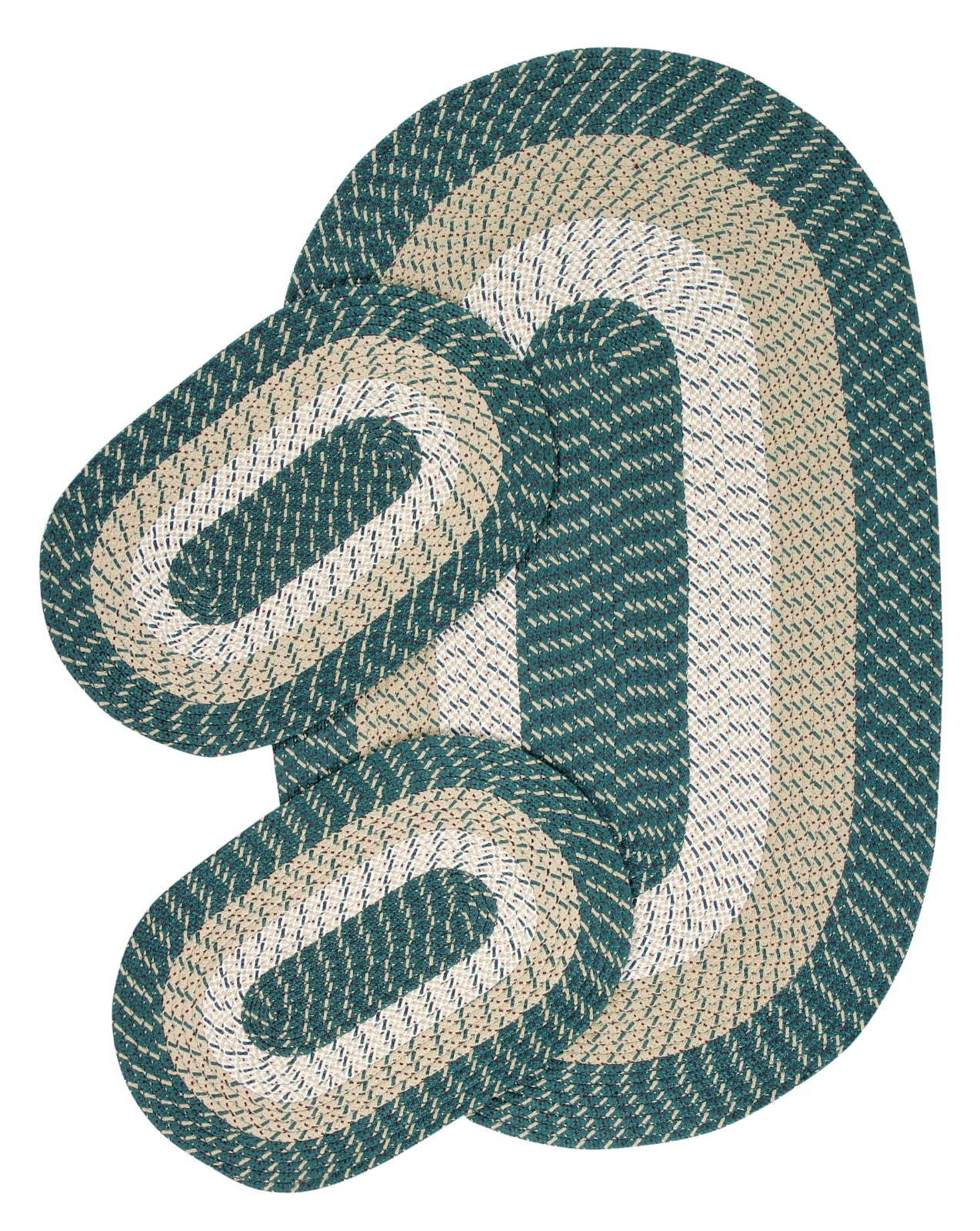 Better Trends Country Braided Rug 3PC Set Hunter Striped (20" X 30"3