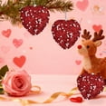 thumbnail image 6 of chaungfeng Red Valentine's Day Heart Ornaments, 3Pcs Glitter Sequin Heart Shaped Baubles Decoration Indoor Confessions Hanging Pendants Decor(3.15in), 6 of 6