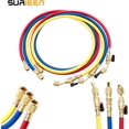 thumbnail image 4 of Refrigerant Charging Hose with Ball Valves for R410A R134A R12 R22 R502 R404 Refrigerant Charging Hoses HVAC, 1/4'' SAE HVAC Manifold Hose Set 800 PSI Red/Yellow/Blue (3pcs), 4 of 5