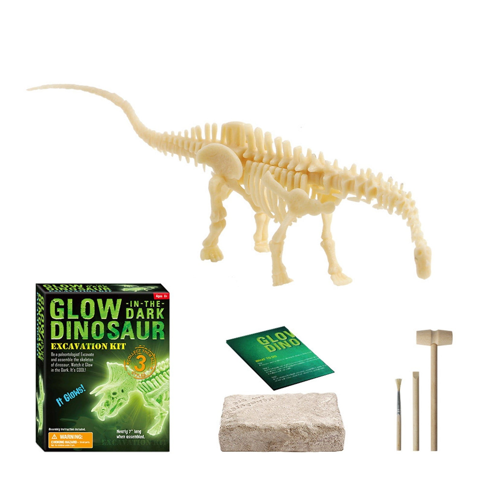 Dinosaur Fossils Digging Excavation Kit Dig Your Own Skeleton Glow In The Dark 