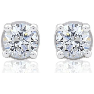 Brilliance Sterling Silver/14KGP 1/20 CTTW Diamond Heart Earring