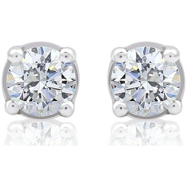 Brilliance Fine Jewelry 1/5 Carat T.W. Round Diamond Women's Sterling Silver Stud Earrings