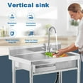 thumbnail image 3 of Stainless Steel Utility Sink Freestanding Single Bowl Laundry Sink With Hot And Cold Water Plumbing Workbench Drawers For Laundry Room Farmhouse Indoor And Outdoor Sink, 3 of 8