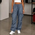 thumbnail image 2 of Teylalorva Women's Cargo Pants Straight-Leg Loose with Pockets Trousers Dark Gray Size XS, 2 of 6