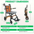 thumbnail image 6 of Foldable Transport Wheelchair, 19LBS Lightweight Portable Comfortable Chairs for Adults, 8" Rear Wheels, 16.2"W x 16.2"D Seat (220lbs Capacity), 6 of 13