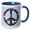 Blue/White, variant on 3drose, Floral Peace Symbol - Flowery Hippy or Hippie Sign - Flower Power - Colorful Flowers - on Blue, 15oz Mug