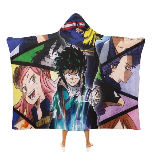 My Hero Academia Wearable Blanket Cloak Arctic Velvet Hooded Blanket Soft Fuzzy Hoodie Blanket Cape for Adults Kids 40"x50"