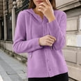 thumbnail image 2 of Ediodpoh Hooded Cardigan for Women Long Sleeve Open Front Sweater Outerwear Fall Winter Fashion Knitwear Casual Comfortable Purple M, 2 of 4