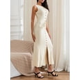 thumbnail image 4 of Gupgi Robe Longue en Tricot Sans Manches Boutonnée Fendue Côtelée, 4 of 8