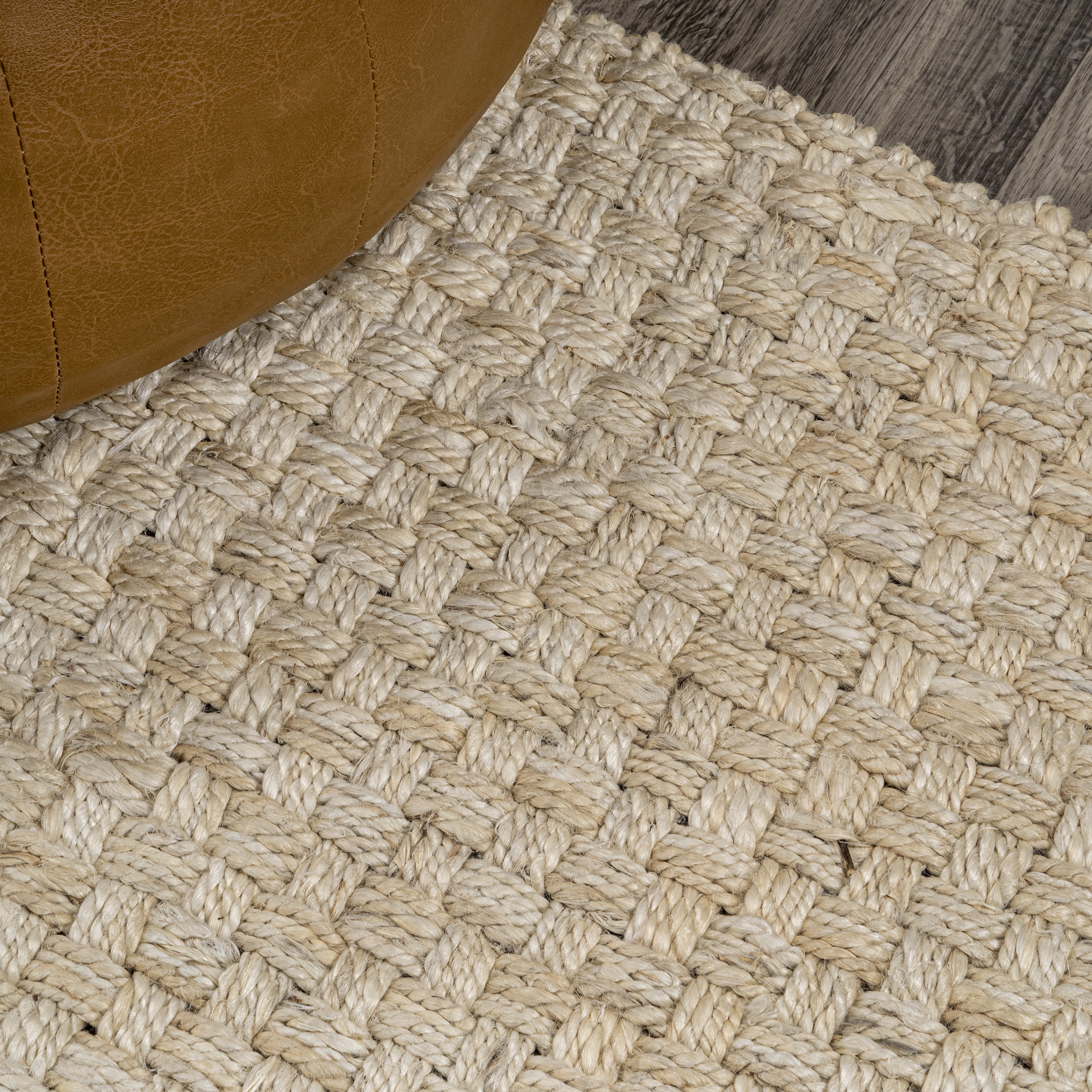 JONATHAN Y NATURAL FIBER 2 x 8 Runner Rug, Estera Hand Woven Boucle Chunky Jute - Ivory, NFR102B-28