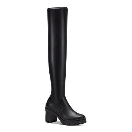 DOLCE VITA Womens Black Zebra Print Lace Up Lug Sole Padded Gregor Almond Toe Block Heel Zip-Up Leather Hiking Boots