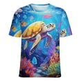 thumbnail image 5 of Nautical Green Sea Turtles Women's Short Sleeve T-Shirt Crew Neck Casual Summer Trendy Loose Fit Tops, 5 of 6