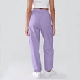 thumbnail image 5 of Women High Waist Cargo Pants Straight Leg Baggy Drawstring Trousers Workout Hiking Cargo Pants with Zipper Pockets, 5 of 8
