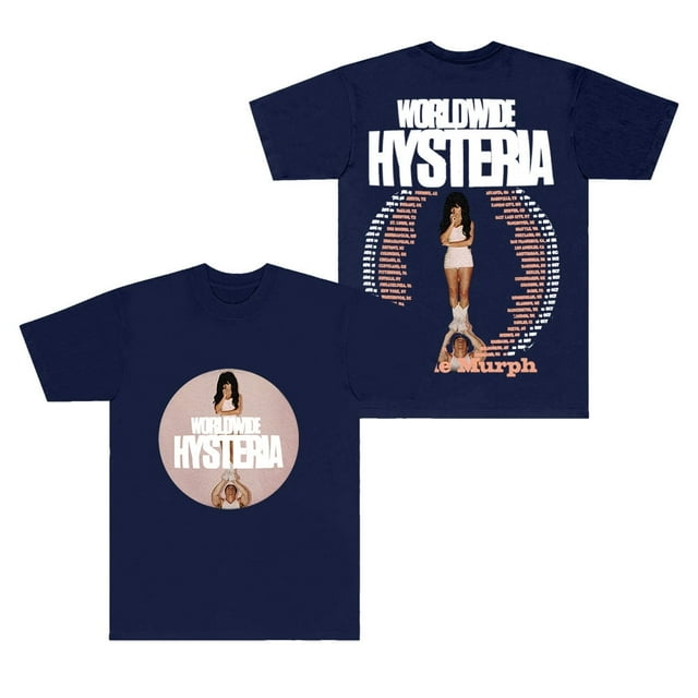 Jessie Murphy Worldwide Hysteria Tour T-Shirts Col Rond Manches Courtes Unisexe Mode Mode Urbaine Tee,L,Marine