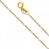 14K Gold 2 Tone 1.1mm Tube + Cable Chain : 18"