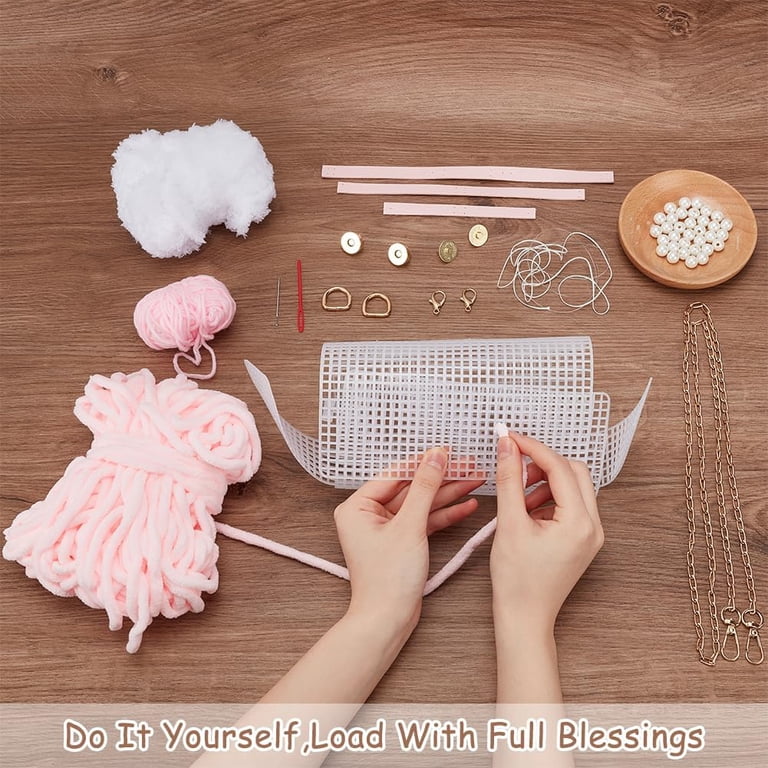 1 Set DIY Knitting Crochet Handbags Kit Imitation Pearl Knitting
