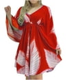 thumbnail image 2 of Robes pour Femmes 2024 Été Oversize Tempérament Doux Col en V Manches Bouffantes Couleur Unie Robe Confortable Robe Courte 50 % de Réduction Liquidation!, 2 of 7