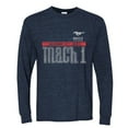 thumbnail image 2 of Wild Bobby, Ford Mustang 50 Years Logo Mach 1 Classic Emblem, Cars and Trucks, Men Long Sleeve Shirt, Vintage Heather Navy, Small, 2 of 4