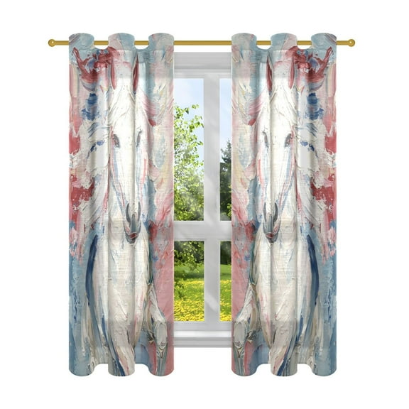 BZSMCE Window Curtain Panels Fashion Whimsical Gallop Printed 63x42in/63x52in