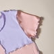 thumbnail image 4 of Gibobby Blusas Manga Larga Niñas Niñas Colorblock Oreja Borde Cuello redondo Acanalado Punto Manga corta Ropa Verano Casual Top （Rosa， 7-8Años), 4 of 5