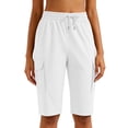thumbnail image 7 of Besolor Womens Running Shorts High Waist Elastic Drawstring Lightweight Quick Dry Casual Athletic Workout Knee Length Shorts with Pocket, 7 of 7