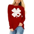 thumbnail image 4 of Craaazy St Patricks Day Shirts Women's Long Sleeve Round Neck Shamrock Tops Gifts, 4 of 5