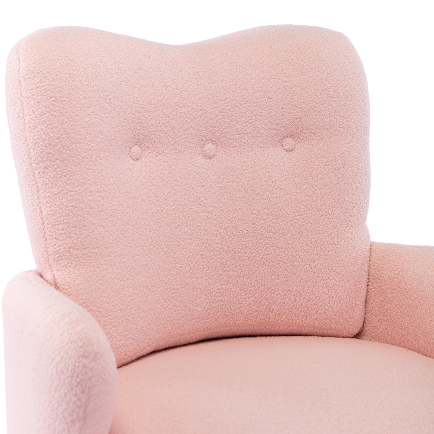 Kadyn Modern Teddy Short Plush Particle Armchair, Altay Velvet Accent Chair with Golden Metal Legs and High Back, Upholstered Accent Lounge Chair for Living Room, Pink