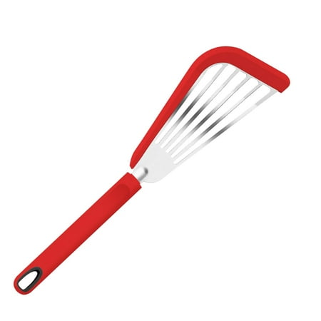 

Kitchen Supplies on Sale！Stainless Steel Silica Gel Shovel Frying Shovel Thermal Insulation Frying Shovel Kitchen Steak Frying Shovel Scalding Fan Shaped Frying Shovel Non-stick Su