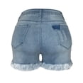 thumbnail image 3 of IROINNID Women's Elastic Sexy High Waist Frayed Hem Denim Shorts, 3 of 9
