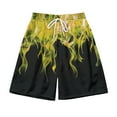thumbnail image 3 of QATAINLAV Men's Flame Print Beach Shorts Elastic Waist Casual Drawstring Summer Shorts Big and Tall Hawaiian Vacation Clothes with Pockets Yellow XL, 3 of 6