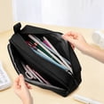 thumbnail image 5 of Rirool Large Capacity Pencil Case with Initial Letter, Expandable Pencil Pouch with Zipper, Cute Aesthetic Pen Bag for School Supplies, Kids Teen Girls Adults Black, 5 of 7